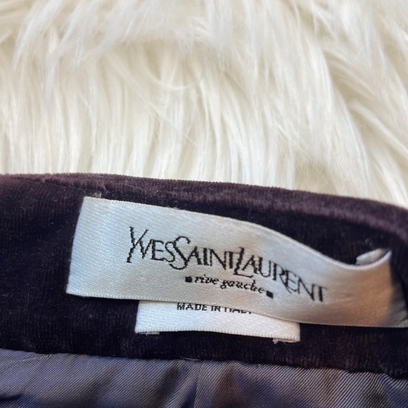 Yves Saint Laurent Burgundy Velvet Pencil Skirt - Picture 3 of 5